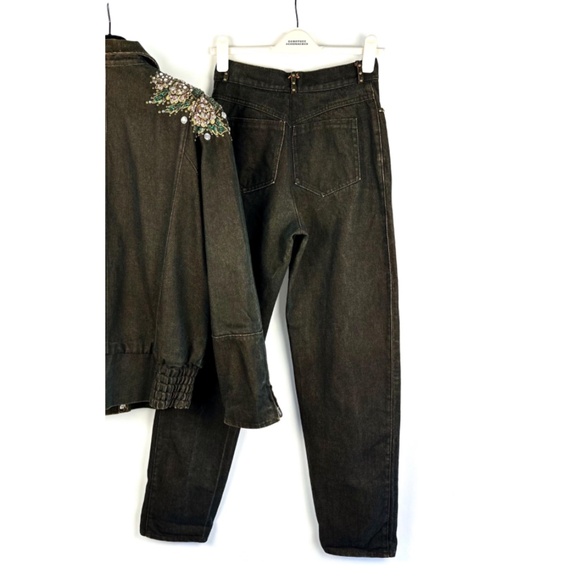 Vintage 1980’s Dark Brown Denim Jacket and Pants - Two Piece Set - XS/S - Picture 4 of 10